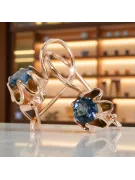 Or rose rouge 14 carats 14k 583 Aquamarine des boucles d'oreilles vec013 Russe Soviétique URSS Vintage Art Deco style